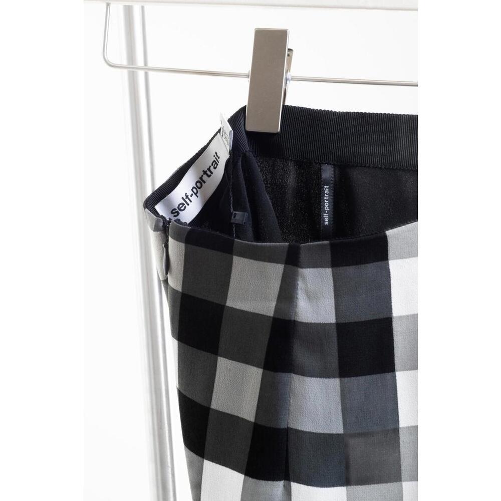Self-Portrait Asymmetric Draped Gingham Midi Skirt - Picture 5 of 5